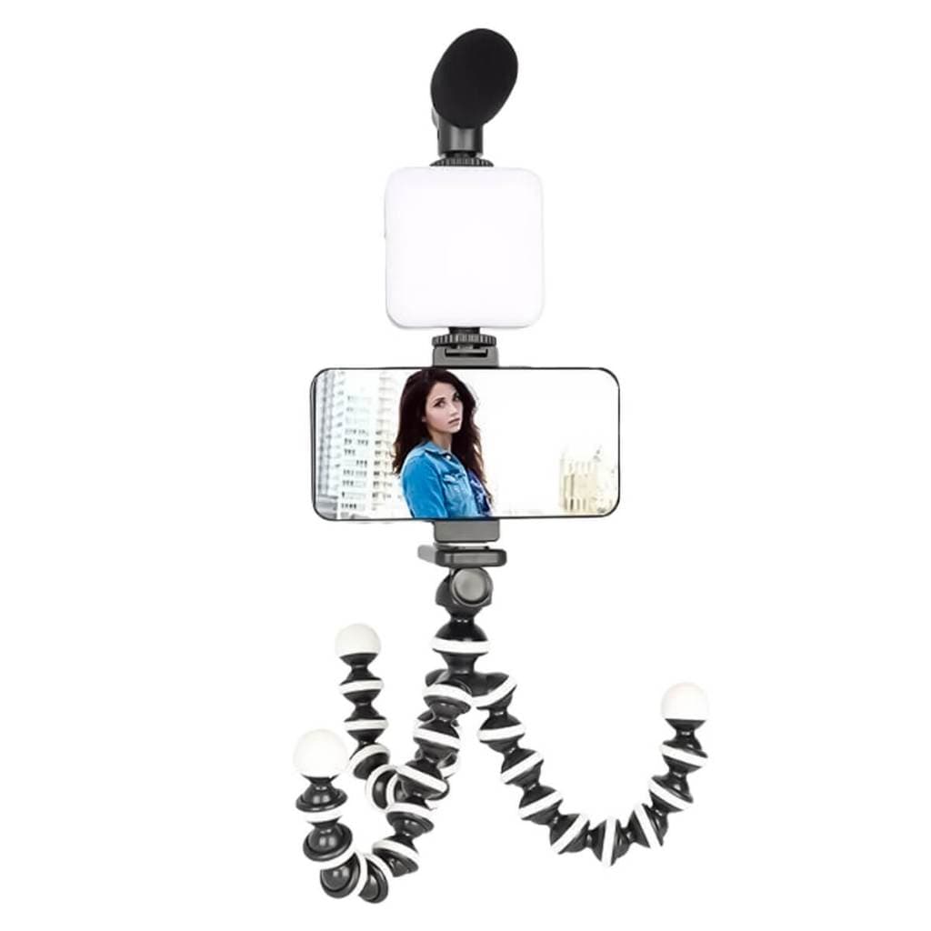 Kit Gravação Youtuber Live Suporte Tripé Led Microfone