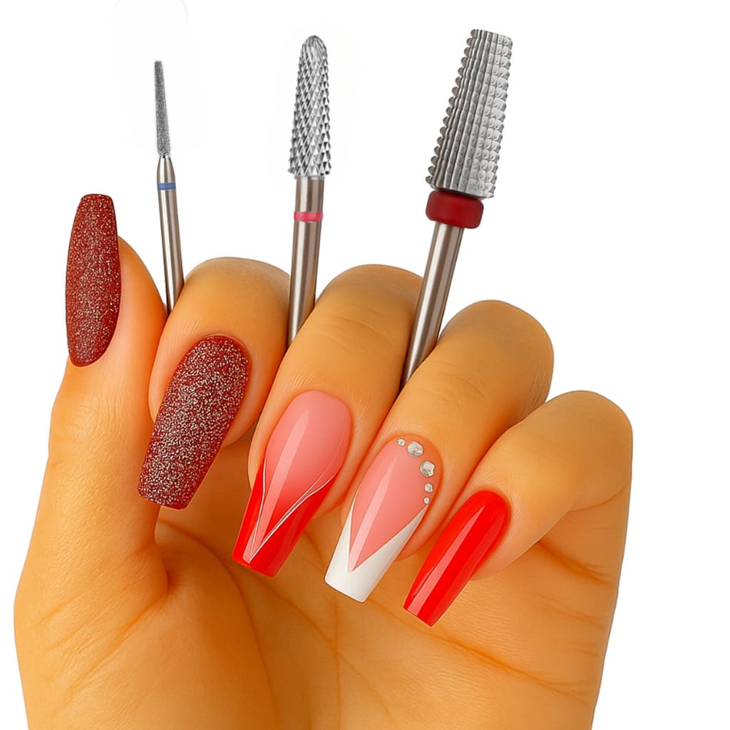 Kit 3 Brocas De Tungstenio Unhas Gel Acrigel Fibra Manicure diamantada 718 cuticula curvatura remoção nivelamento Nail
