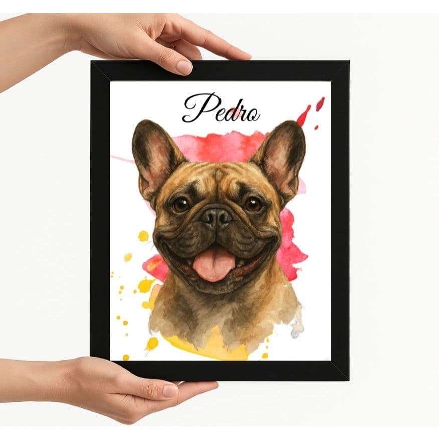Quadro Personalizado Aquarela Bulldog Francês - QUADRO PET
