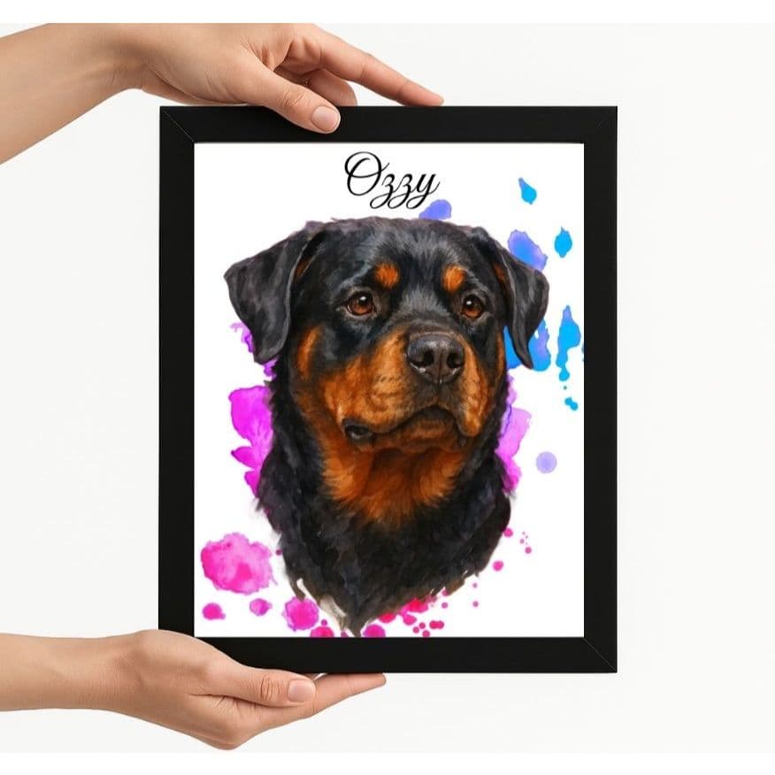 Quadro Personalizado Aquarela Rottweiler - QUADRO PET