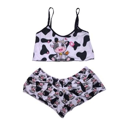 Pijama Feminino Personagem Vaquinha Alca de Regulagem