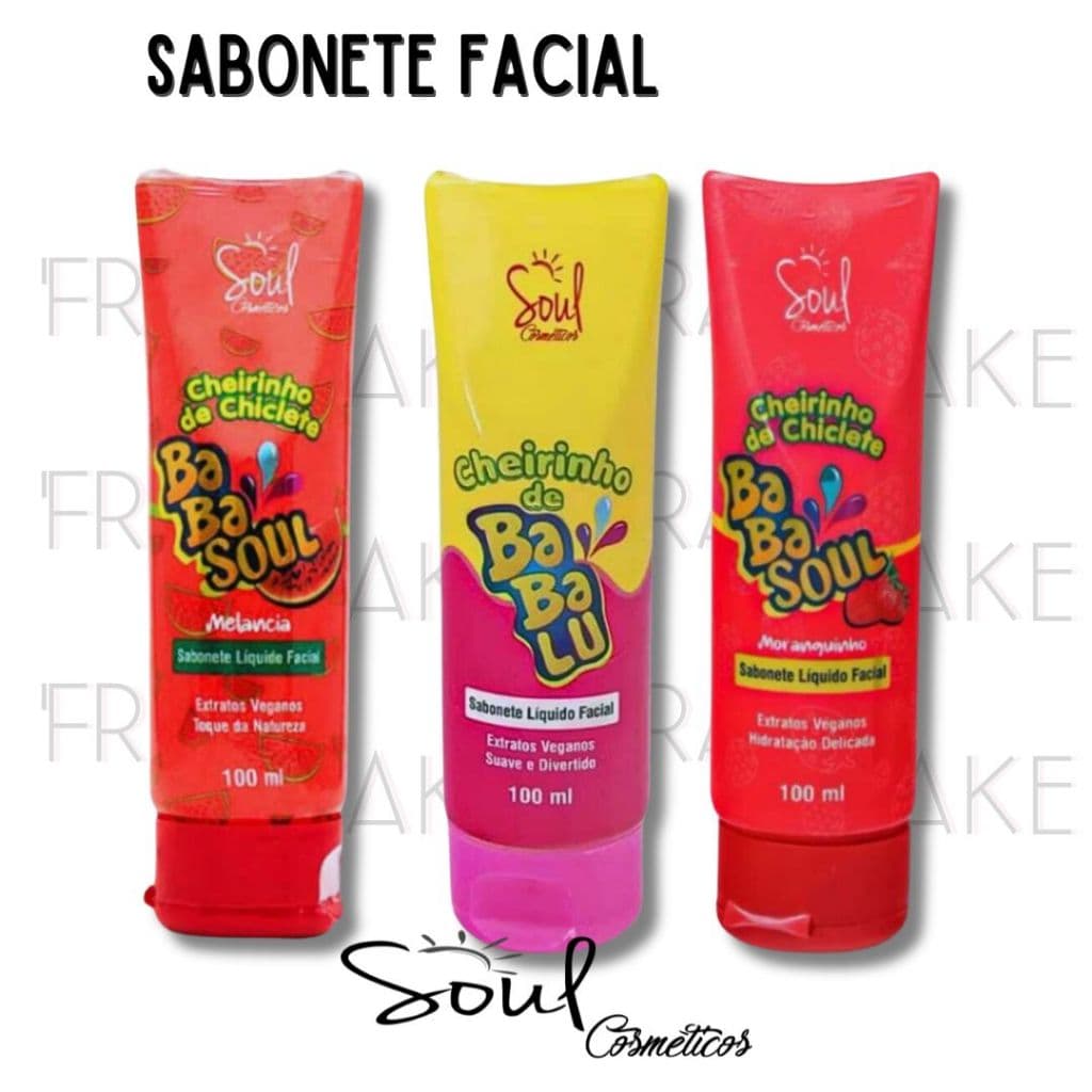 3 Sabonetes Líquido Facial BabaSoul 100ml – Limpeza Suave com Aroma Chiclete e Frutas