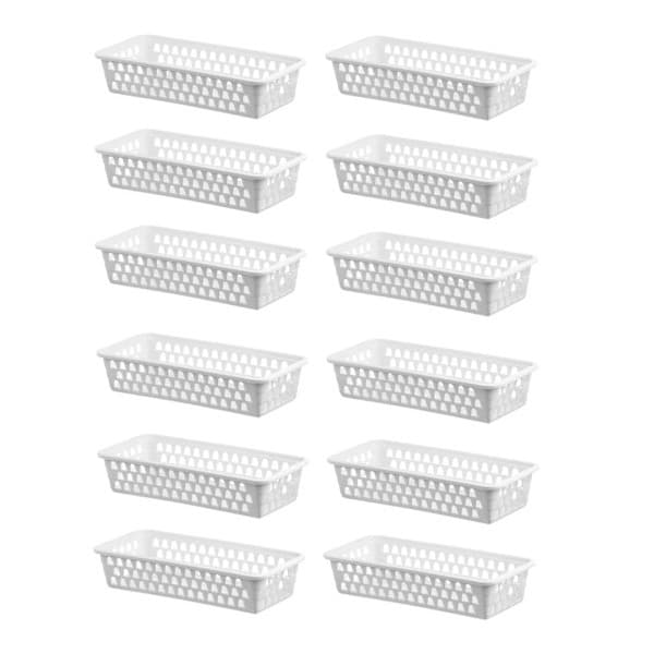 Kit Cesto Multiuso Comprido Retangular Organizador - Cesta de Armazenamento para Gavetas, Banheiro, Cozinha e Escritório