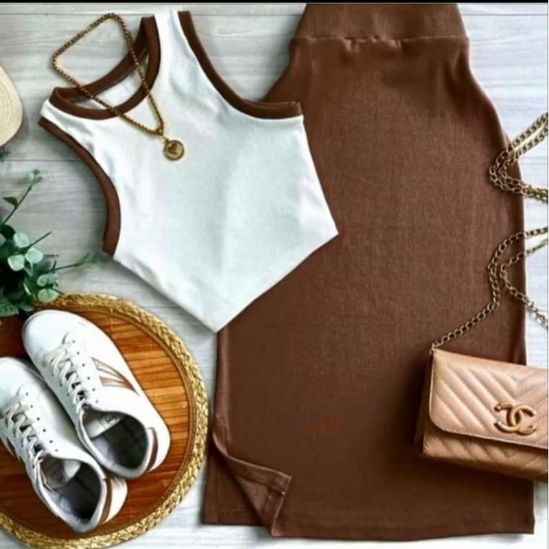 Kits 2 CONJUNTO FEMININO COM CROPPED E SAIA MIDI VERÃO mais vendido
