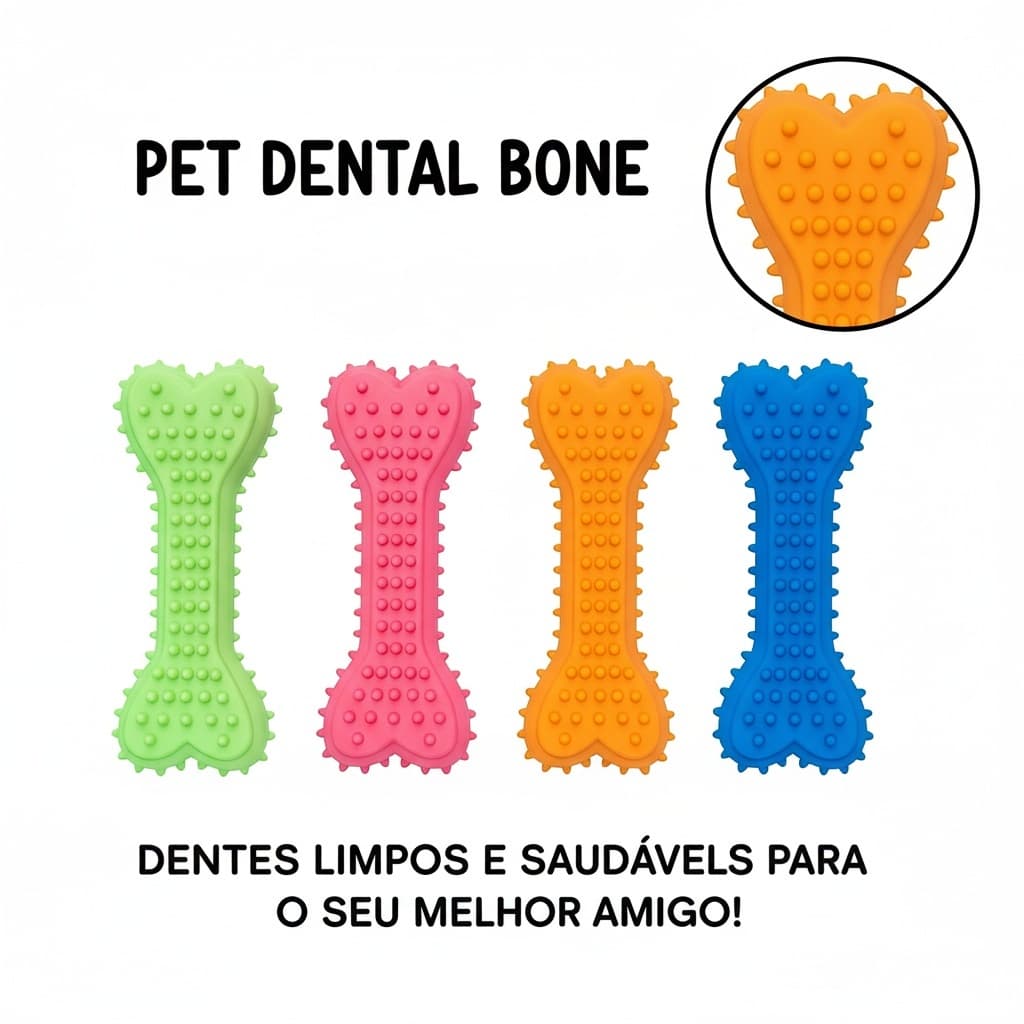 Brinquedo Mordedor Pet Borracha Osso Limpeza Dental - Ideal para Cães de Pequeno Porte Envio Imediato