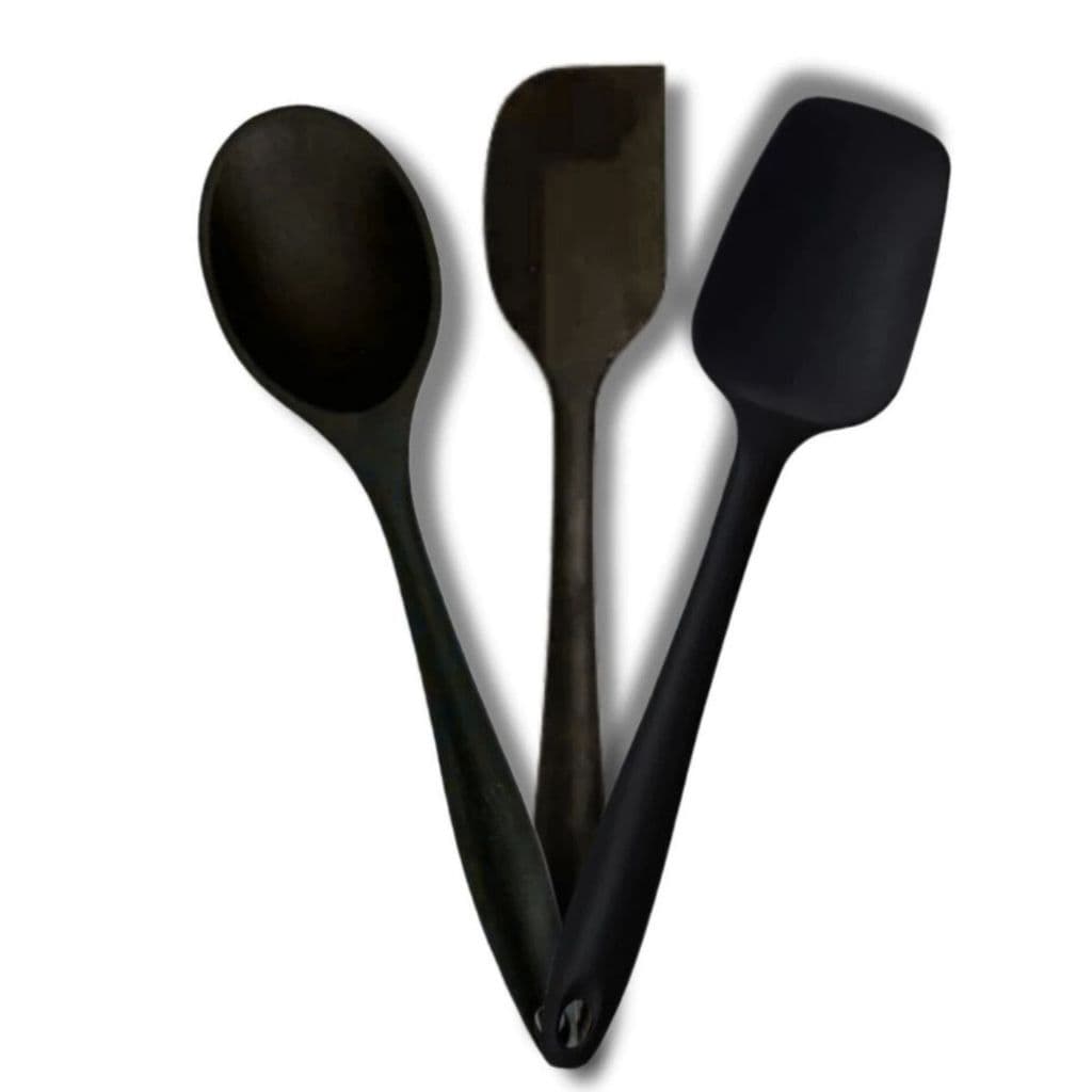 Colher Espátula Silicone 27cm Utensílio De Cozinha Resistente Vermelha Cinza Preta