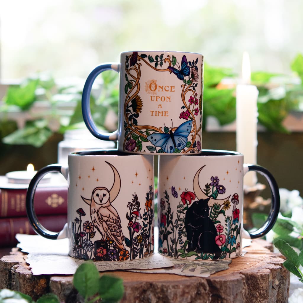 Caneca de porcelana ilustrada com interior e alça colorida 325ml