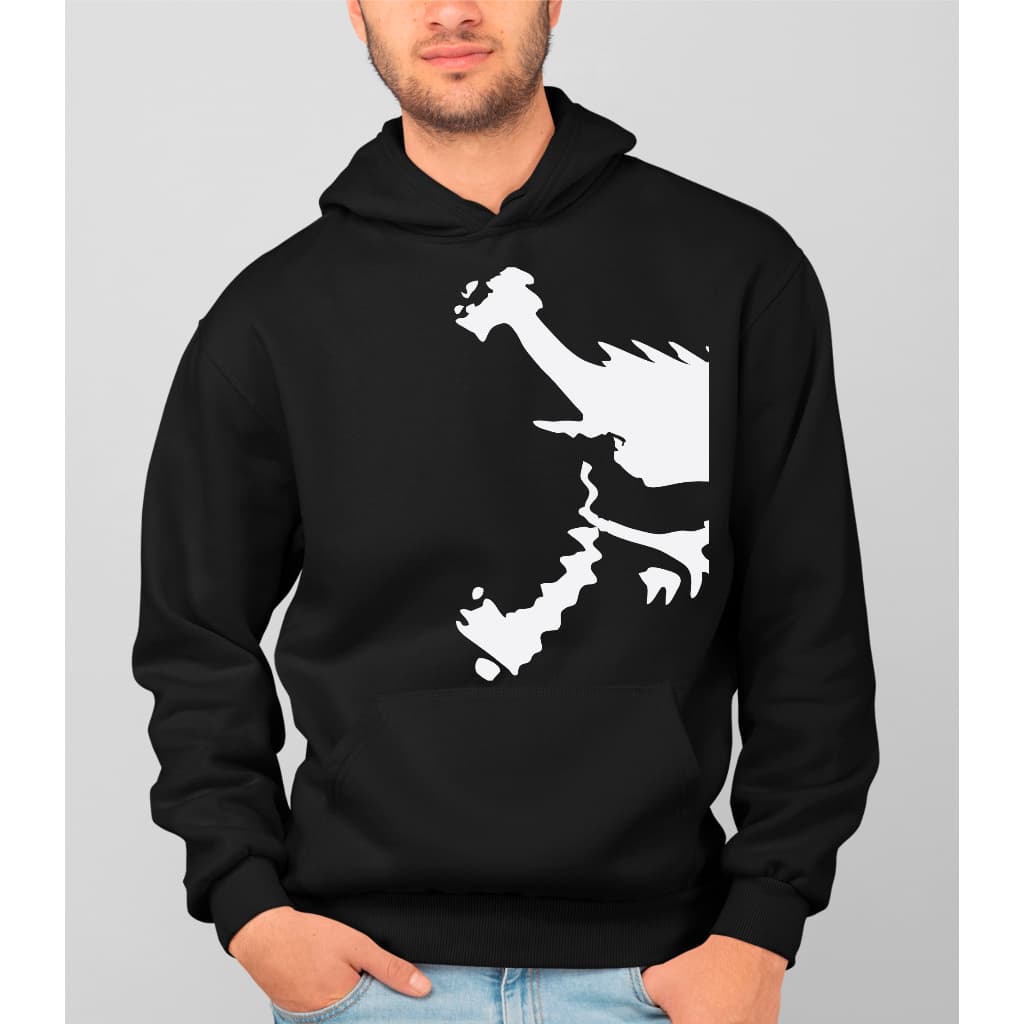Abrigo Moletom Capuz Bolso Caveira Logo Blusão de Frio Estampado