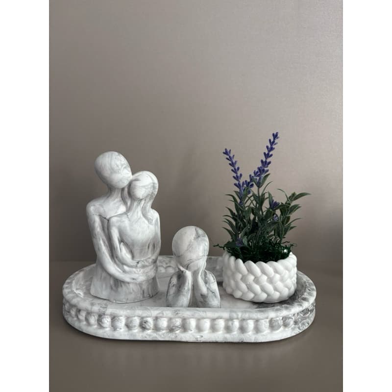 Kit luxo decoração família, vaso lavanda e bandeja orgânica minimalista sala escritório