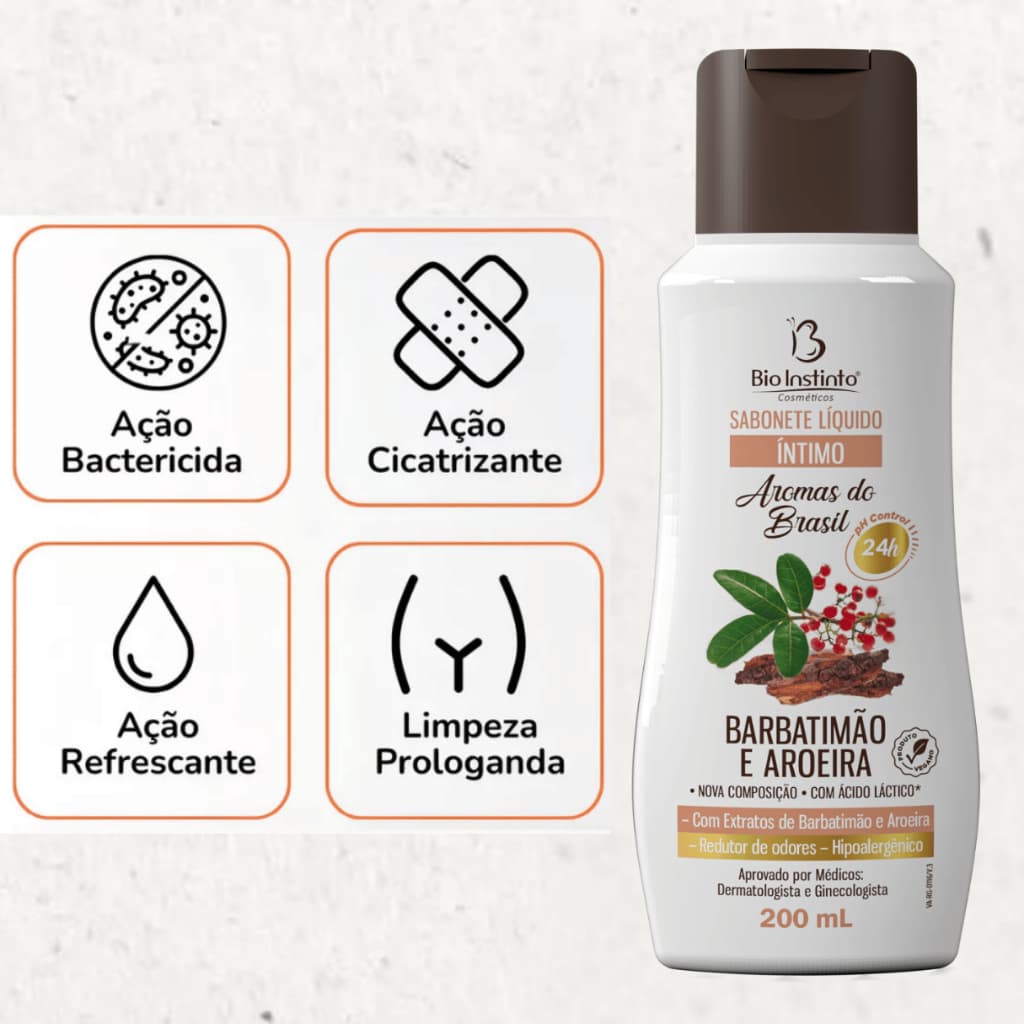 Sabonete Íntimo Barbatimão e Aroeira 200ml Bio Instinto