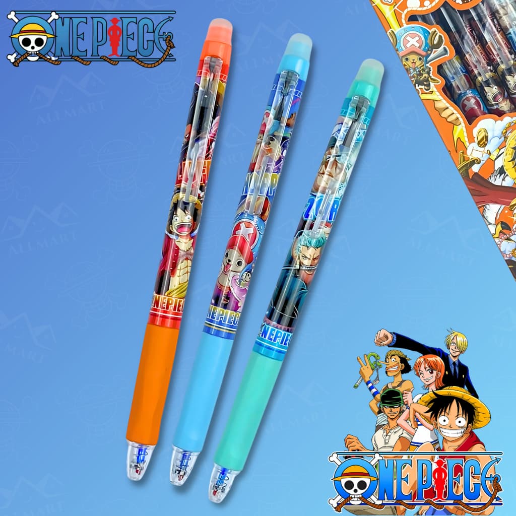 Caneta Apagável One Piece Gel 0.5mm | Anime Otaku Geek | Papelaria Escolar Kawaii