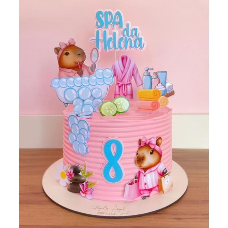 topo de bolo Spa capivara