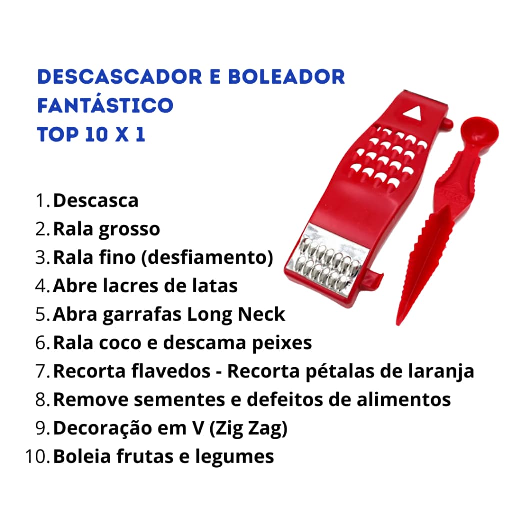 Descascador Multifuncional + boleador  de legumes e frutas TOP 10 em 1