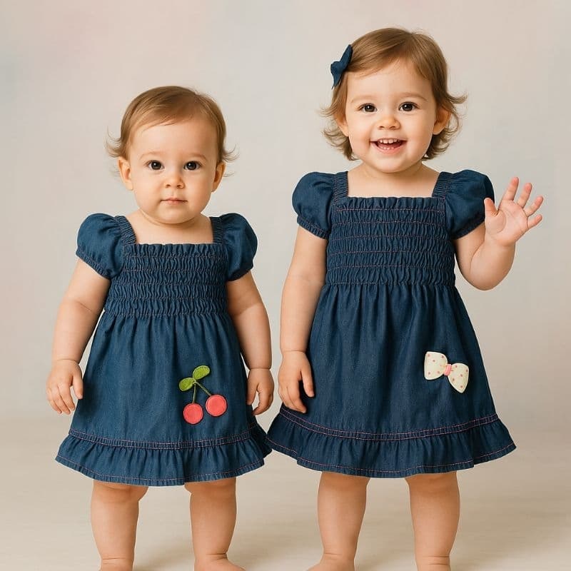 Vestido Jeans Baby Infantil Menina Estilosa