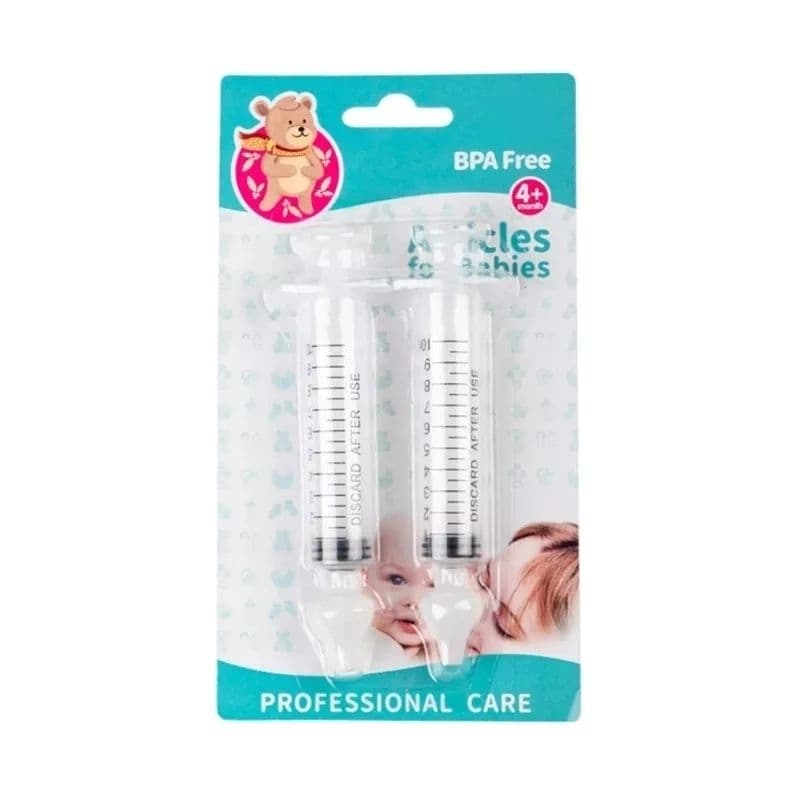 Kit 2 Seringas Lavador  Aspirador Nasal Limpeza Infantil Bico Silicone Bebê Livre BPA
