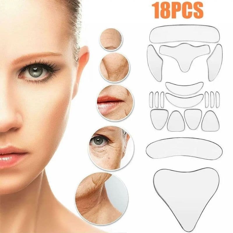Kit Adesivo Silicone Anti Rugas 18 Peças Triangulo Colo Pescoso Skin Care Anti Idade Esrimulador Colageno