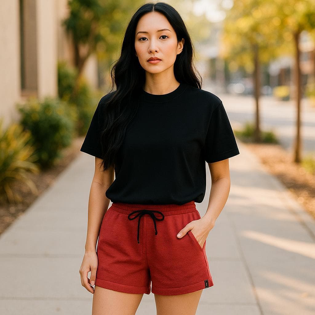 Short Feminino Moletom Casual Confortável Com Bolsos Cós Elástico Conforto Diário Esportivo Versátil P ao G3