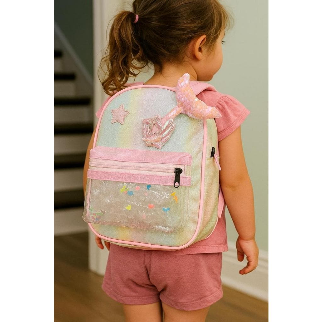 Mochila Infantil Sereia Glitter Feminina Pequena 25cm Escolar Passeio Cute
