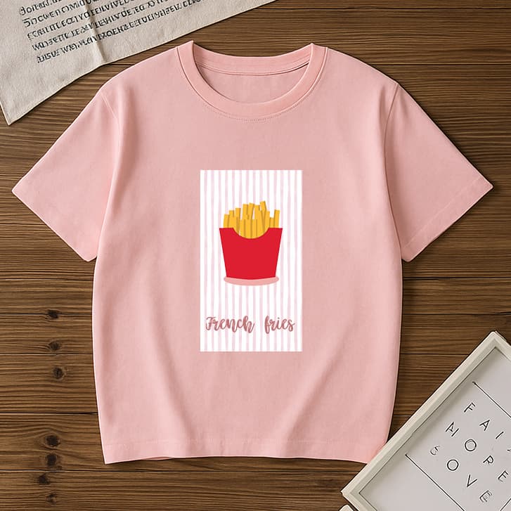 Camisa Camiseta Básica Unissex Batata Frita Gola Redonda T-Shirt Vintage  Envio Imediato