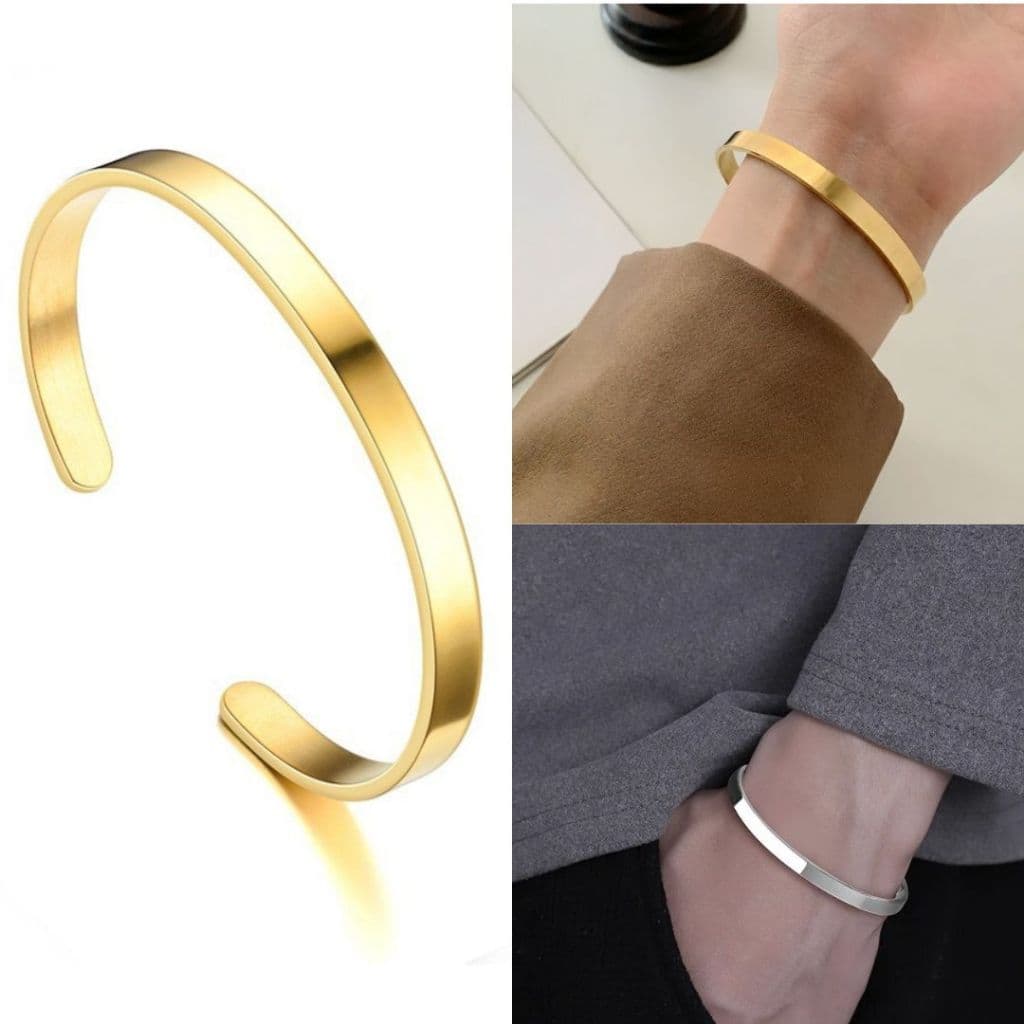 Pulseira Bracelete de Aço Titânio inóxidavel - Ajustável