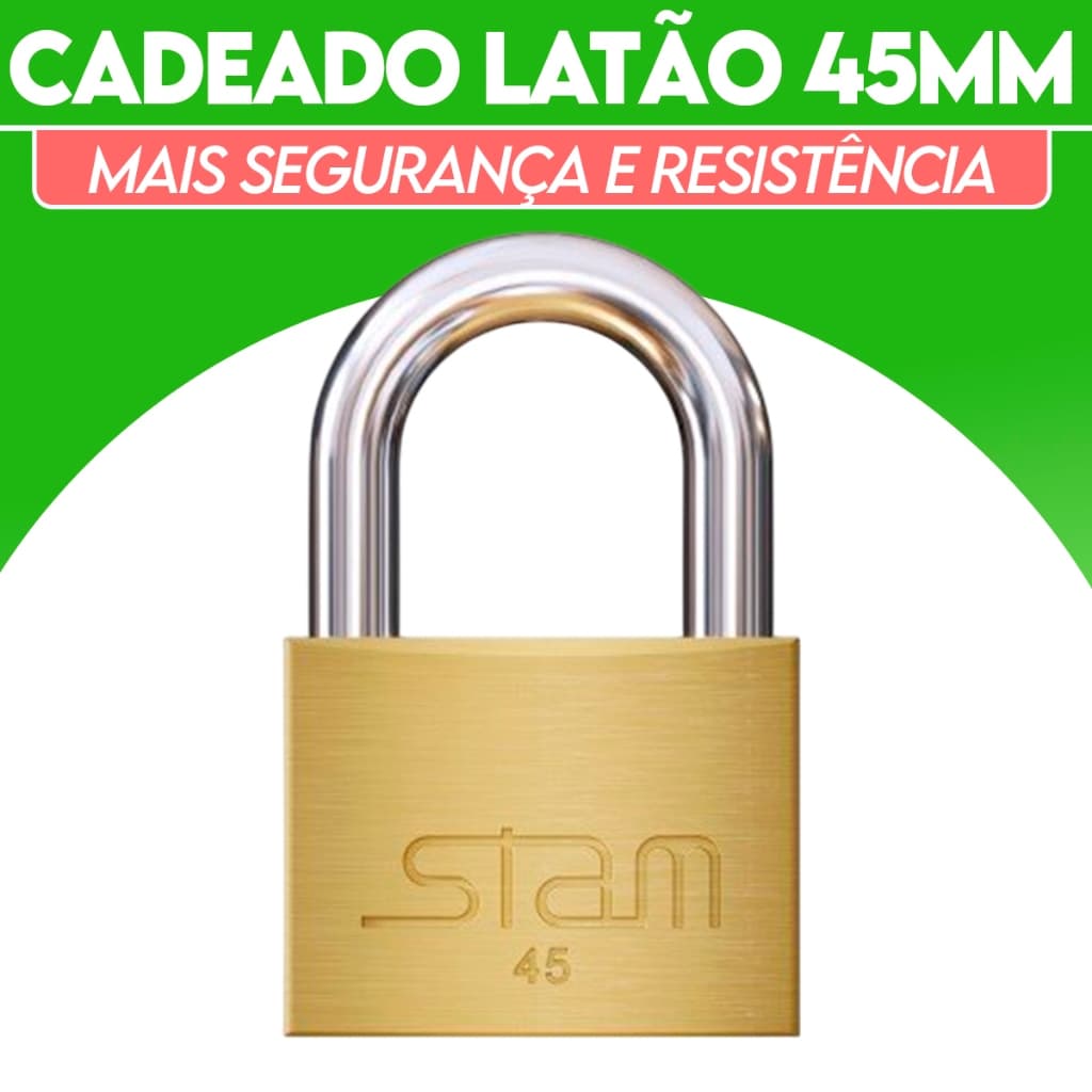 Cadeado segurança Stam original zamac E-coat Latão 45mm | Stam