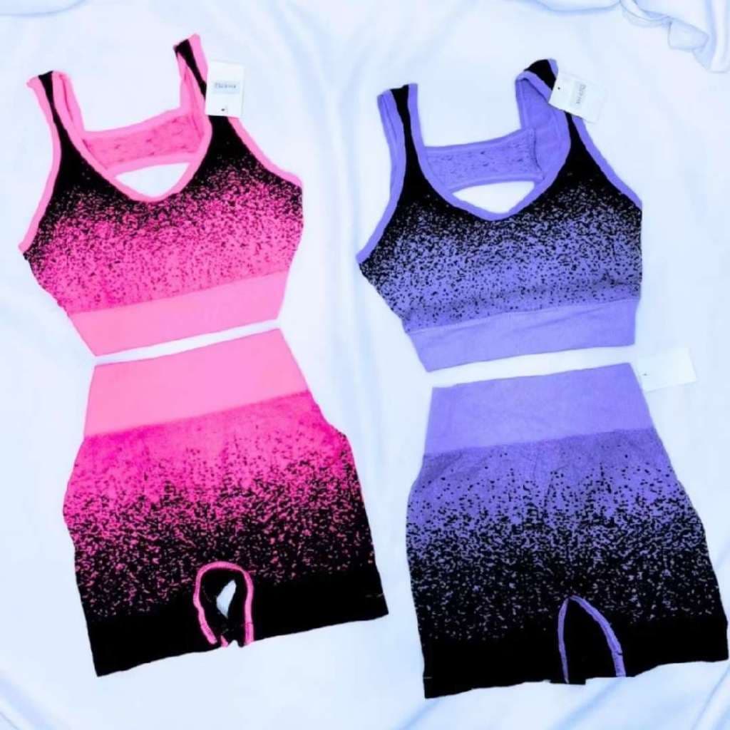 Conjunto Feminino Short Empina Bumbum E Cropped Top Com Bojo Removível Academia Treino