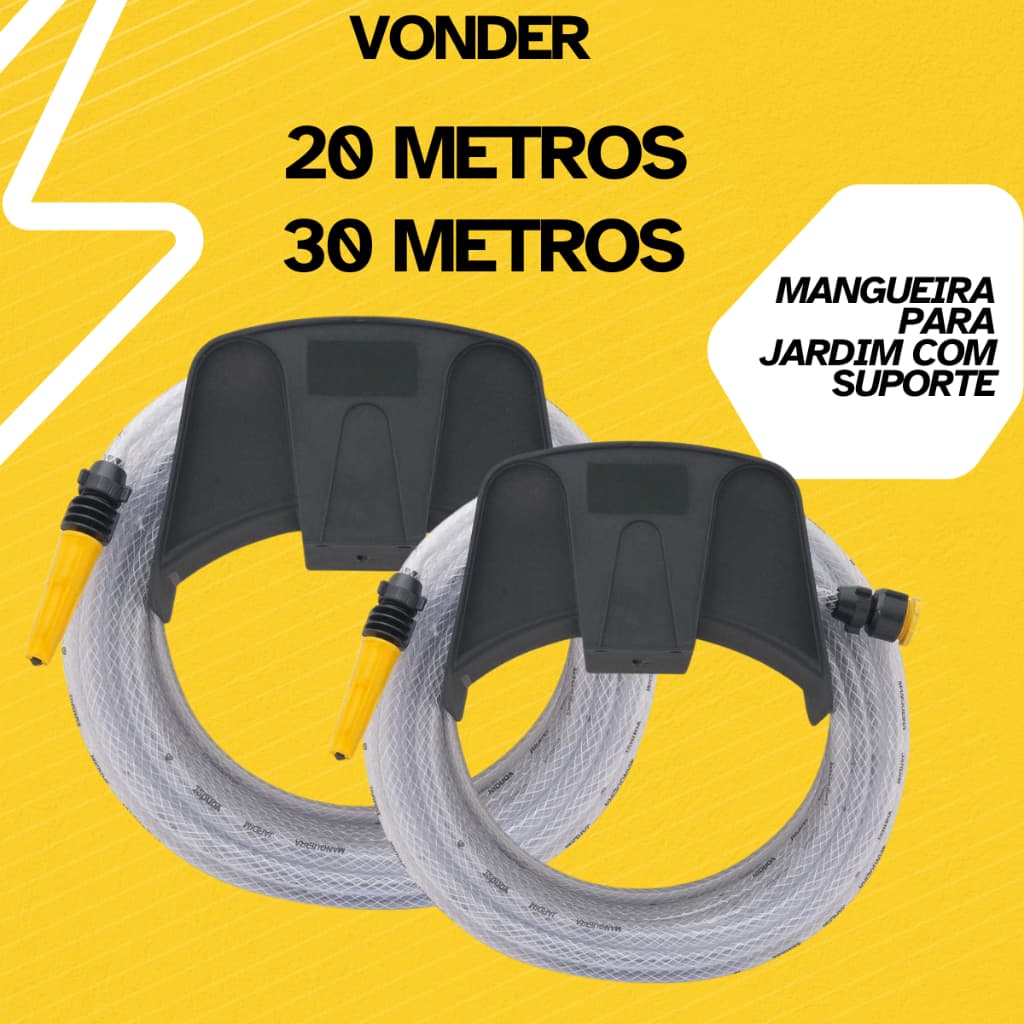 Mangueira para Jardim 20 e 30 Metros Vonder Transparente Trançada Suporte
