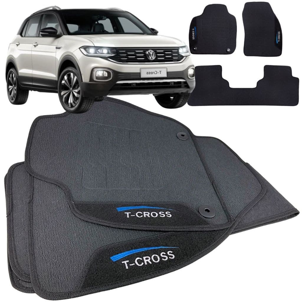 Tapete para Carro Borracha Volkswagen T-Cross 2019 2020 2021 2022 2023 2024 2025 3 Peças