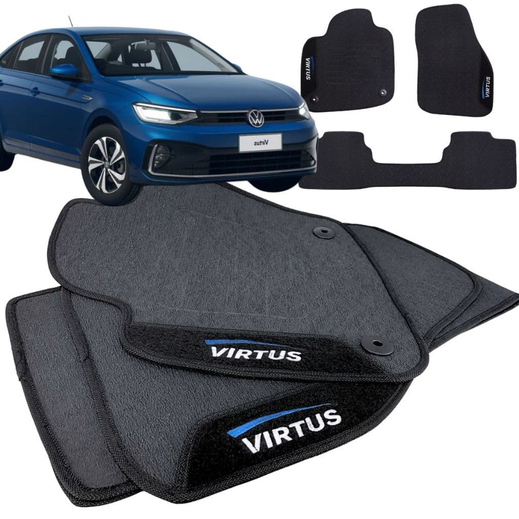Tapete para Carro Borracha Virtus 2017 2018 2019 2020 2021 2022 2023 2024 2025 3 Peças