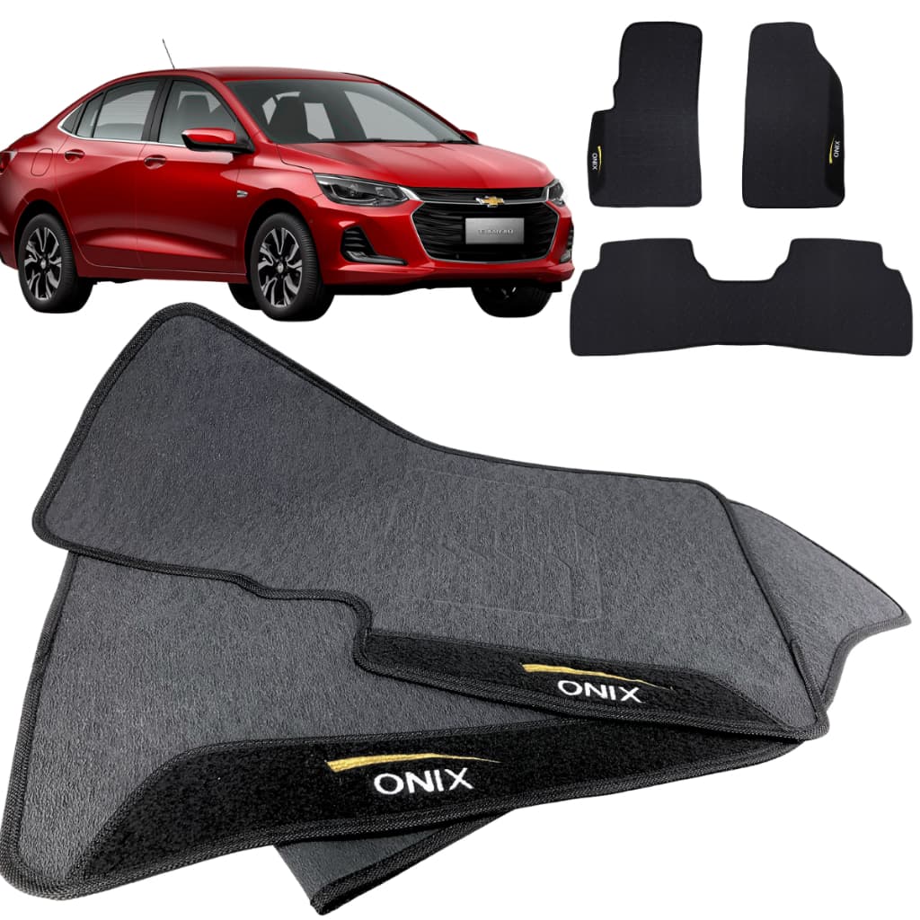Tapete para Carro Borracha Onix Plus 2019 2020 2021 2022 2023 2024 3 Peças Traseira Inteiriça