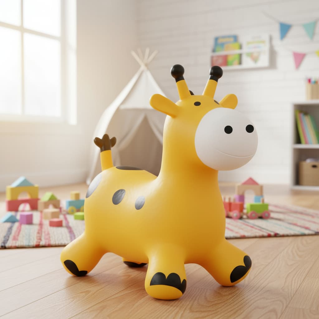 Girafa Upa Upa Cavalinho Pula Pula Infantil Para Criancas Girafa Inflavel Musical - Bee Toys