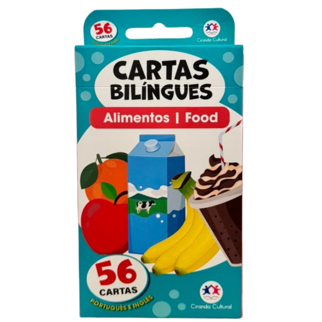 Kit Flash Cards Infantil Bilíngue Alimentos 56 Cartas English Escola Ensino Curso Ciranda Cultural