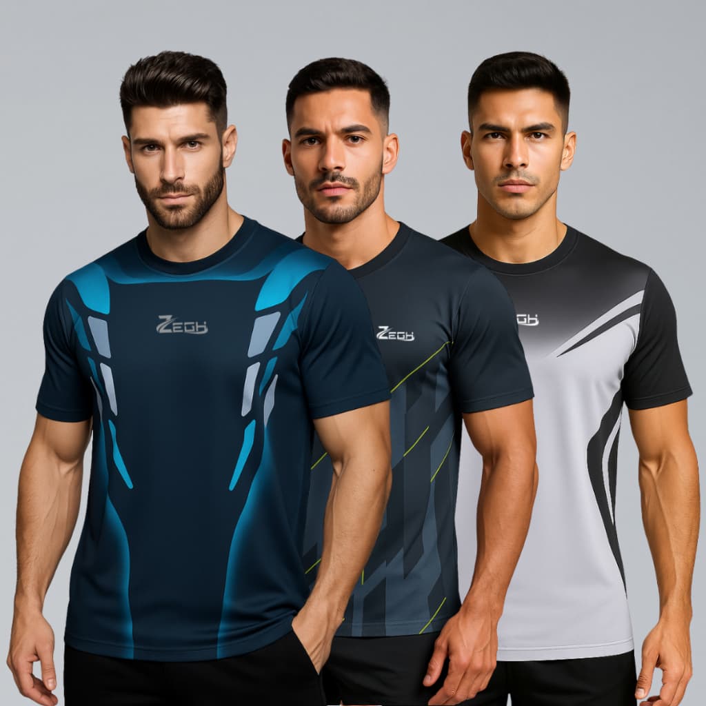 Kit 3 Camisas Camiseta Dry Fit Masculina Zegh Academia Corrida Fitness Treino Proteção UV