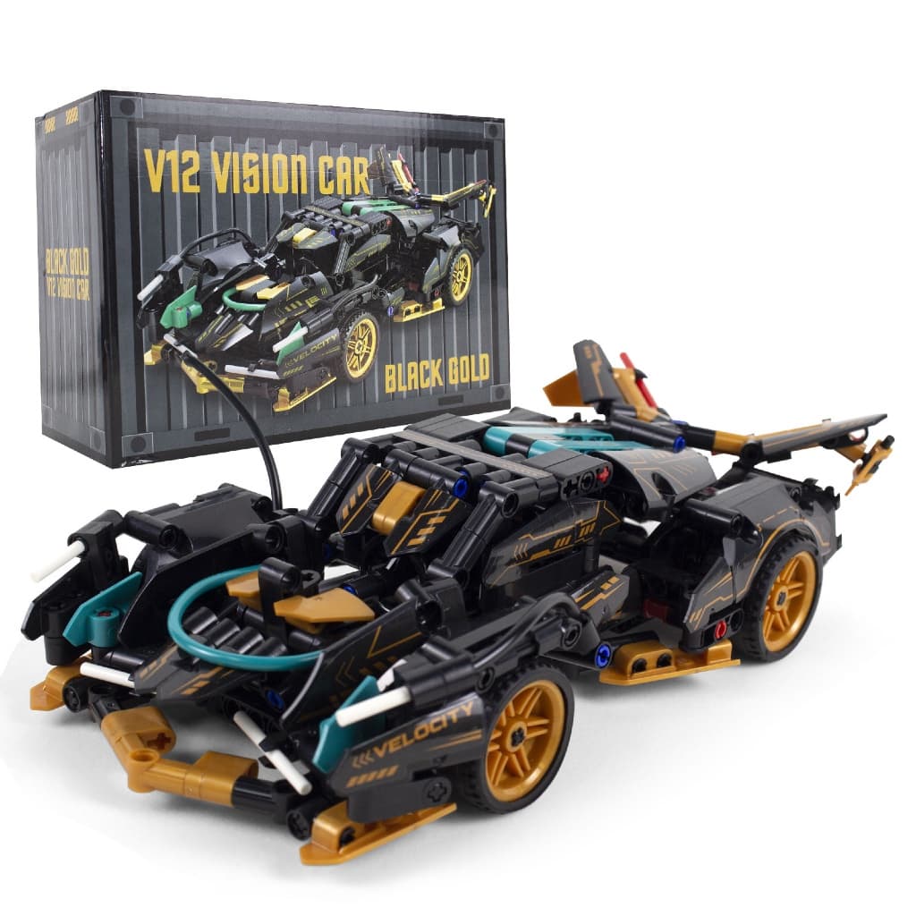 Super Carro Esportivo de Montar Preto Kit de Construção 3D com Design Incrível e Detalhes Realistas