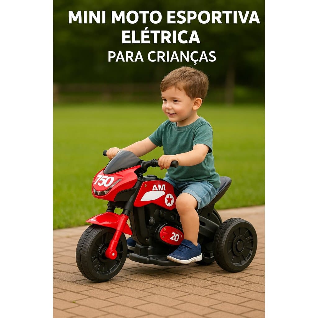 Mini Moto Elétrica Infantil Vermelha Esportiva 6V 🚀 Diversão e Aventura Segura para Crianças
