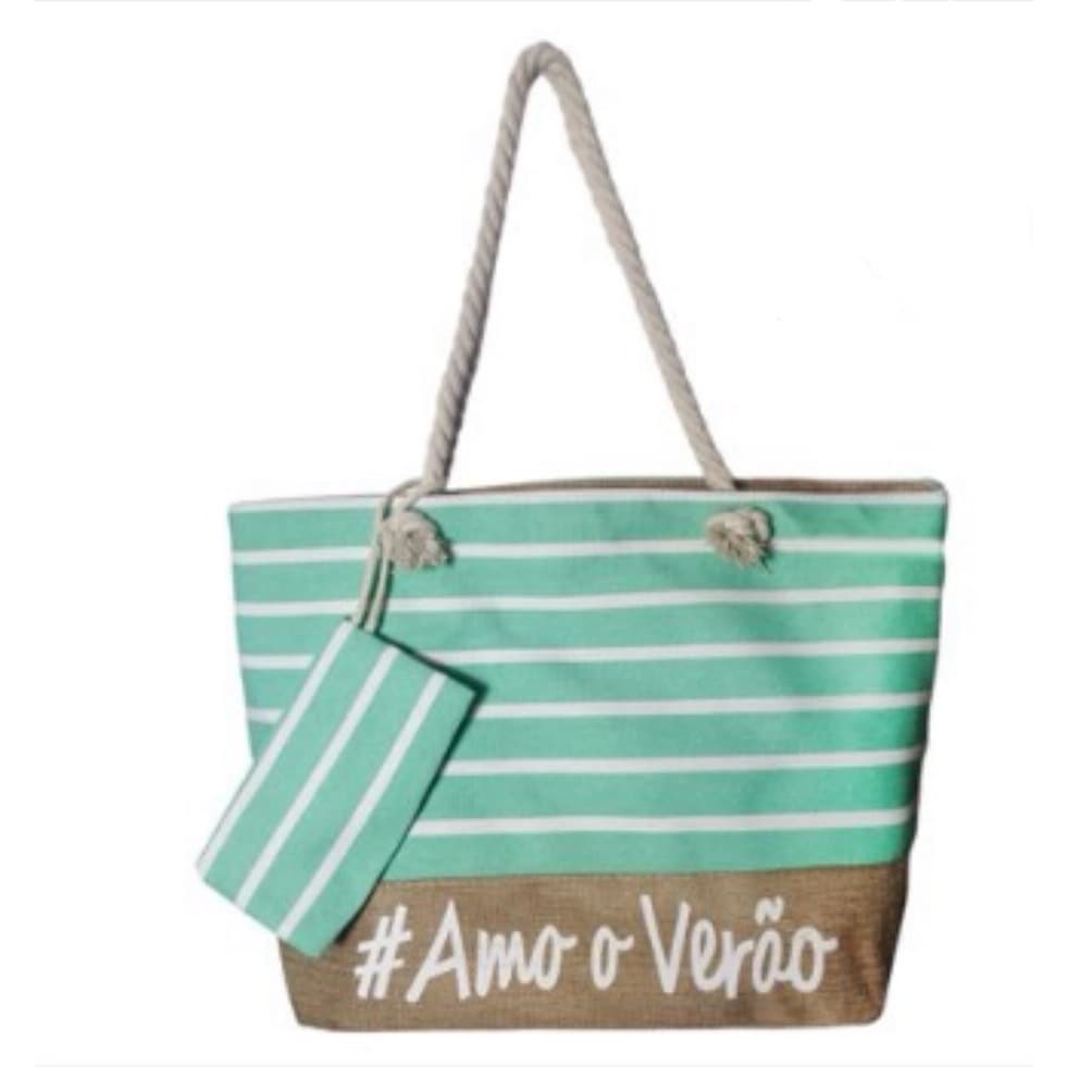 Bolsa de Verão Grande de Praia Amo Verão Revestida Internamente(Bolsa pequena com pingente)