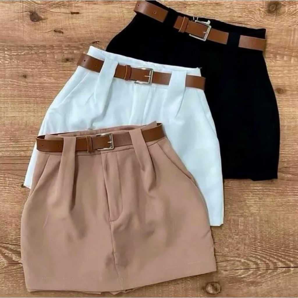 Short Saia Feminino Social Com CINTO Cintura Alta PROMOÇÃO P ao GG