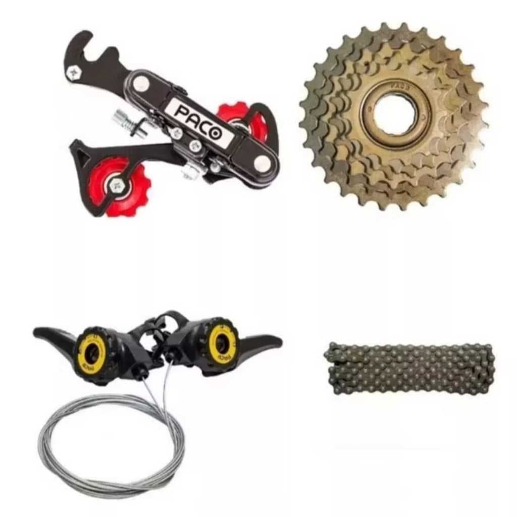 Kit Relação 18v Bike Catraca 6v Corrente Câmbio Traseiro Passador Bicicleta 6v Caloi