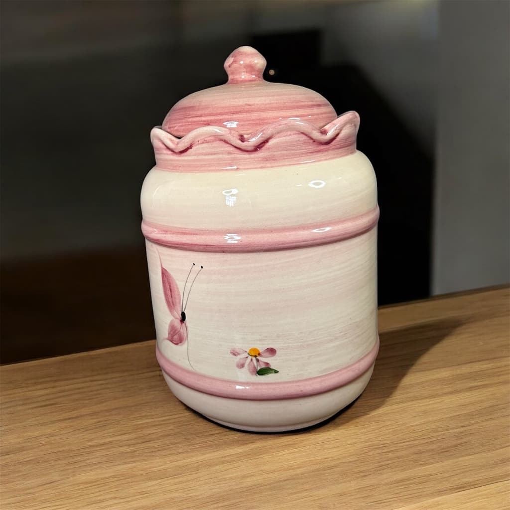 Pote Vânia Grande 3 Litros Rosa Borboleta Feito de Cerâmica