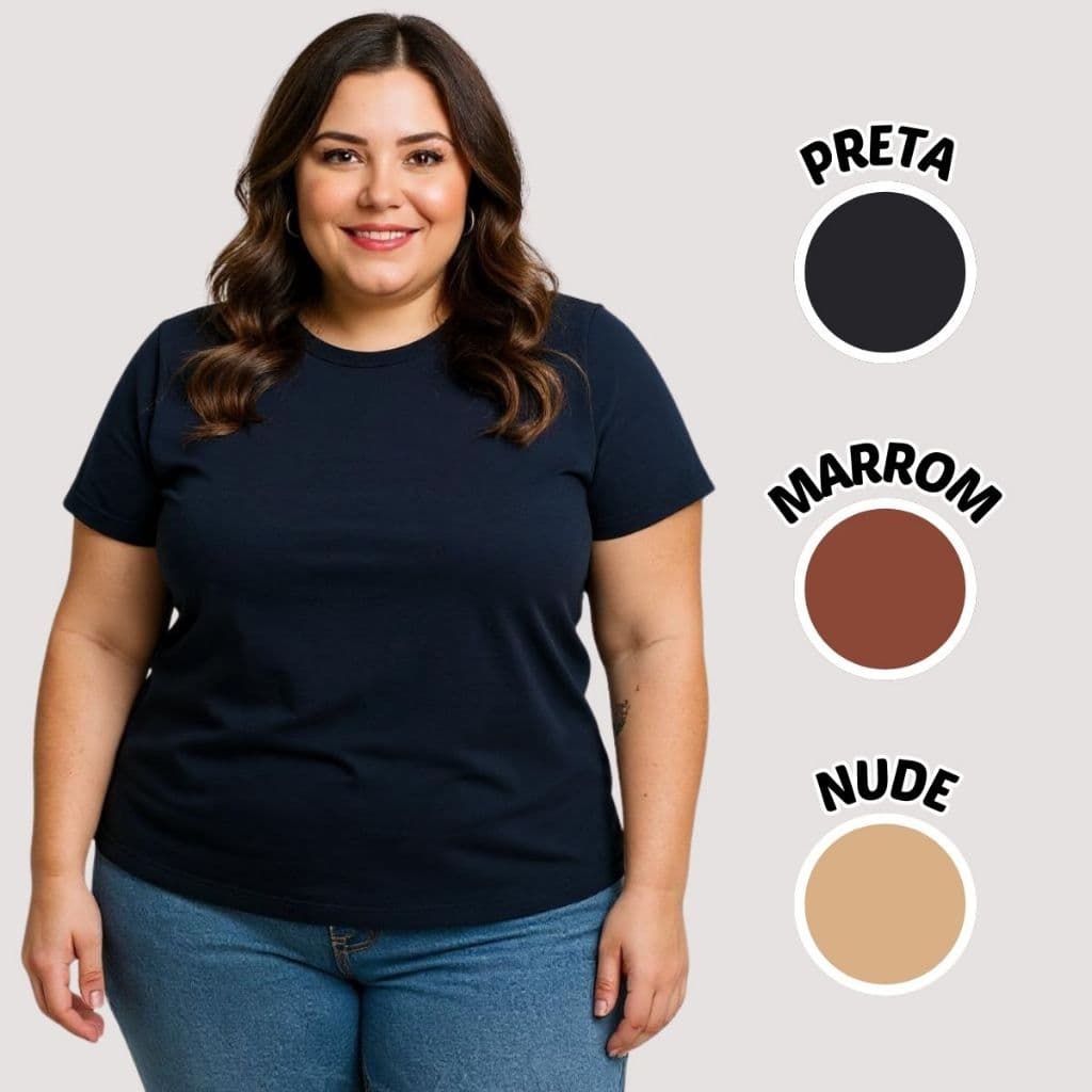 Camiseta Plus Size T-shirt Blusinha Feminina 100% Algodão Tamanho Grande