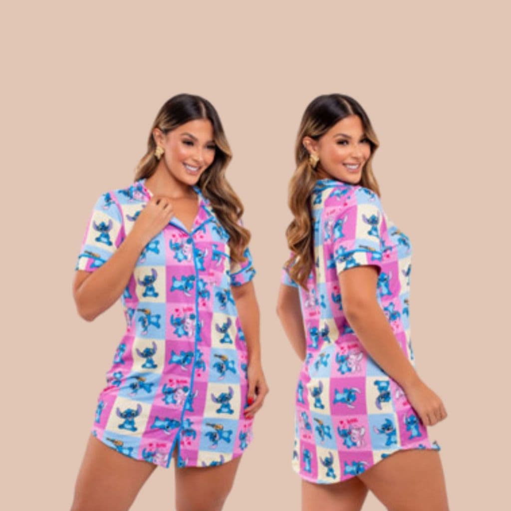 Pijama Feminino Chemise Camisola Americano  Curto Pós Cirúrgico