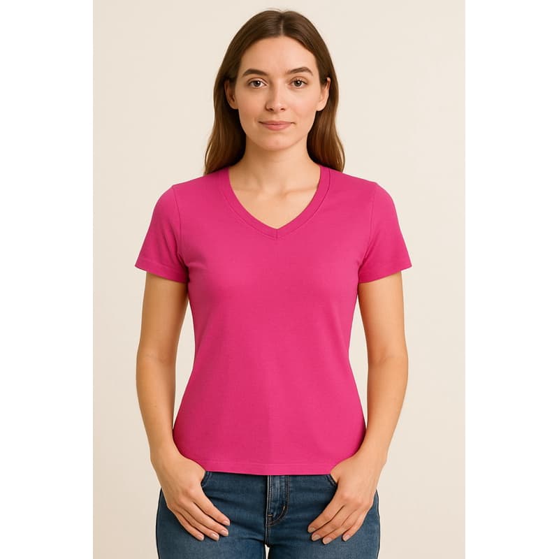 Blusa Feminina Gola V Manga Curta Básica