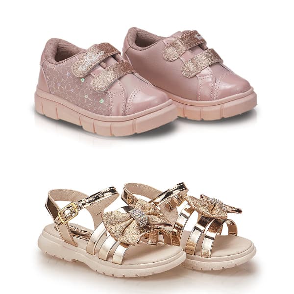 Tênis + Sandália Baby Menina Kit 2 Pares Tem Shoes