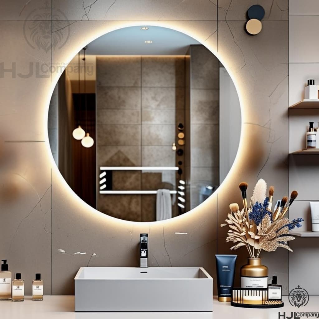 Espelho Redondo com LED 60cm Iluminado Banheiro Maquiagem Decorativo Parede – Envio Imediato