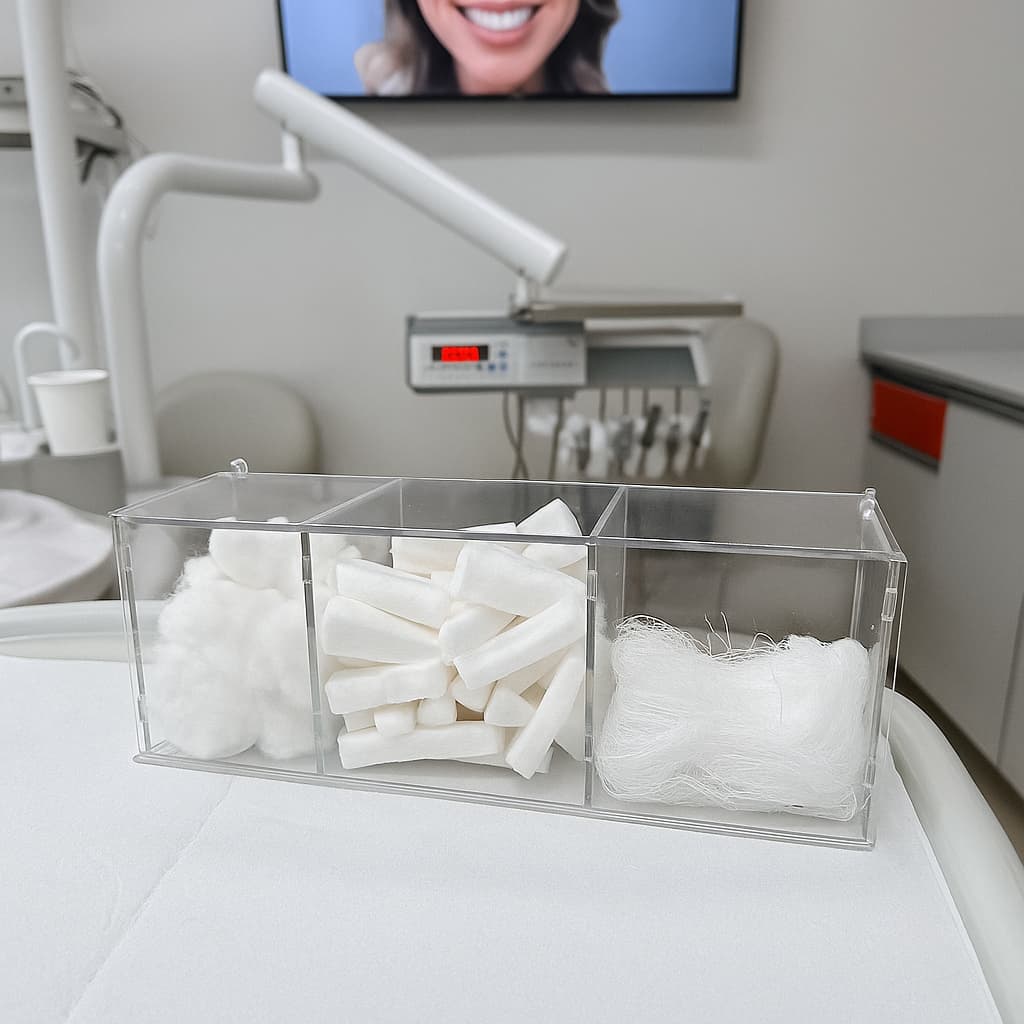 Porta Suporte Rolete Algodão Gaze Odontológico Tampa Acrílico Multiuso Dentistas Clinicas Organizador
