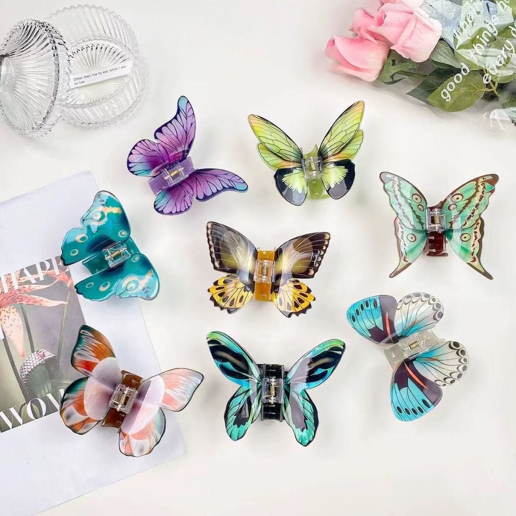 Simulação Borboleta Garra Elegante Grampo Cabelo Temperamento Verão Acessório  Borboleta.Cores e modelos Aleatórios