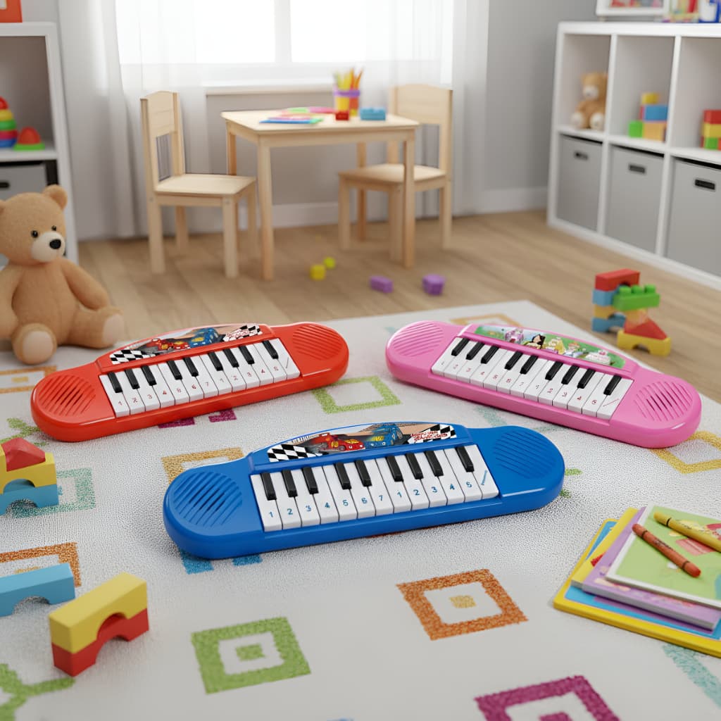 Piano Teclado Musical Divertido 22 Teclas Pianinho Para Meninos E Meninas Rosa Azul Vermelho Dm Toys