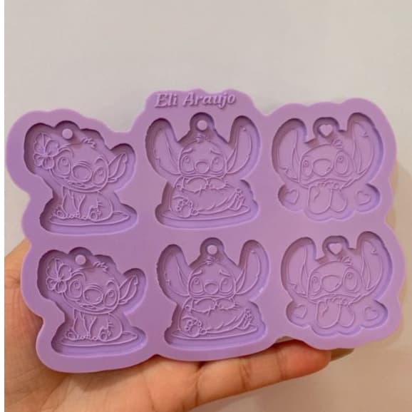 Molde de Silicone chaveitos Stitch flor, travesseiro, cute.