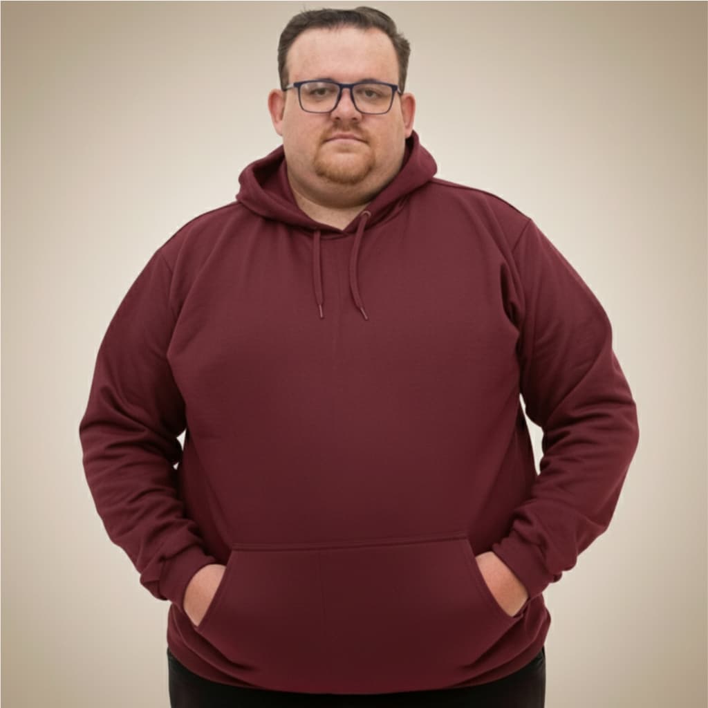 Moletom Grosso Plus Size Blusa Canguru Capuz Masculina Bolso Frontal Confortável Casual Uso Diário Inverno