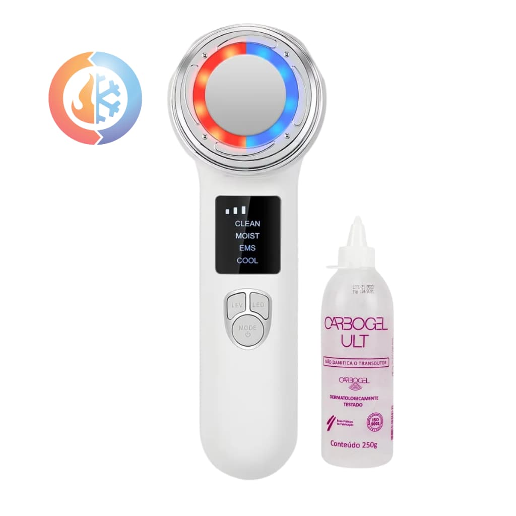 Aparelho Rádio Frequência RF EMS 4 em 1 Quente e Frio LED